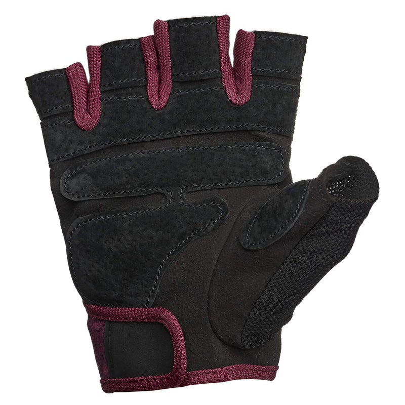 Harbinger Women's FlexFit Wash and Dry Workout Weightlifting Gloves with Padded Leather Palm (1 Pair), Black/Merlot, Large - Image 2